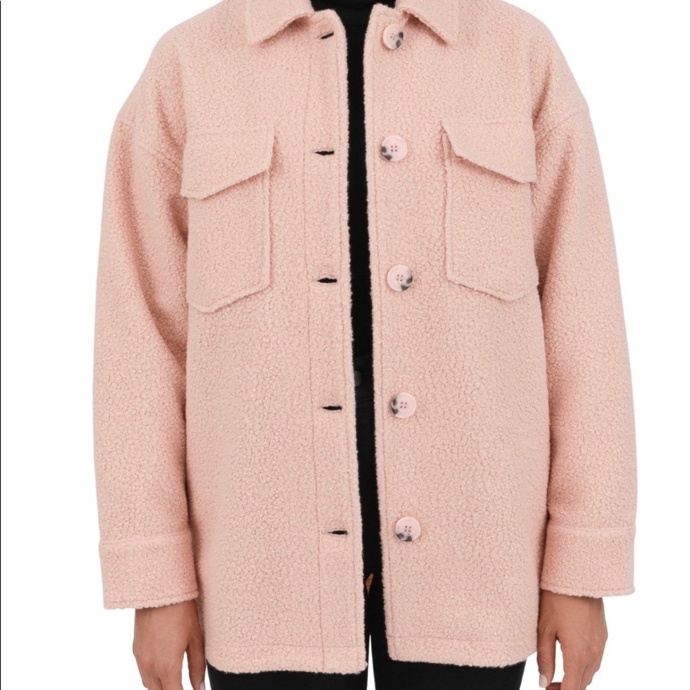 Cyn & Luca Women's Boucle Oversized Solid Shirt Jacket